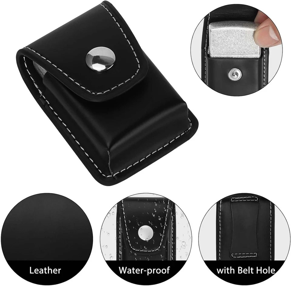 Lighter Case Only Compatible with Zippo,Flip Top Leather Lighter Pouch with Meta