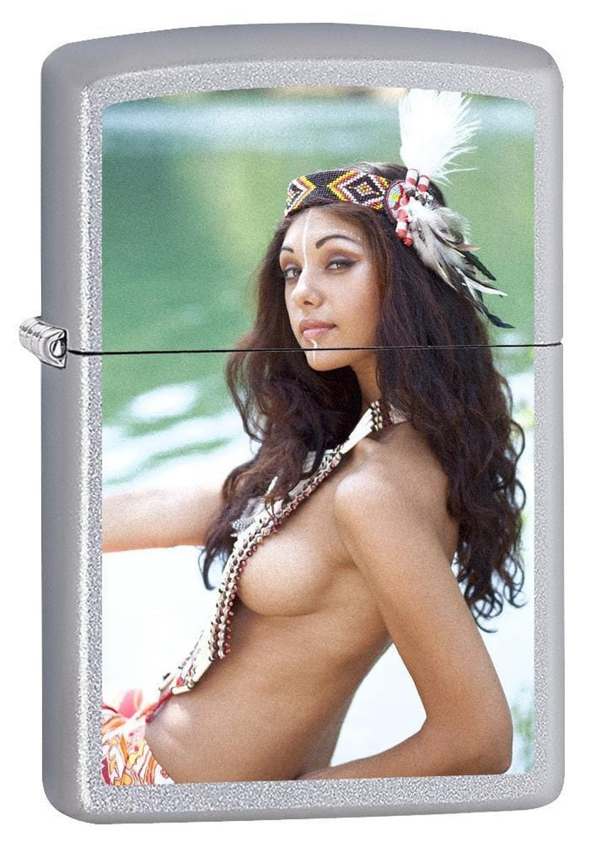 Zippo Pocahontas #1 Lighter, Satin Chrome NEW IN BOX