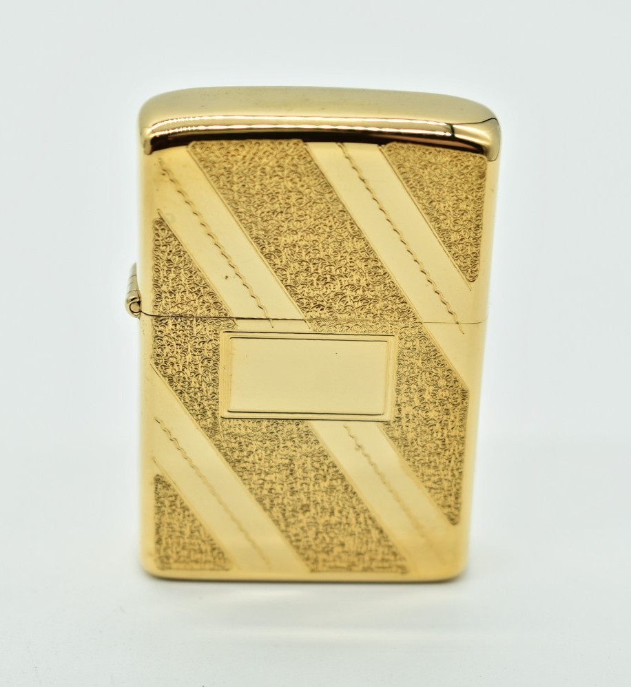 Zippo – GOLDEN DIAGONAL SWIRL LIGHTER, Gold Plated, New, 1980, Never Fired