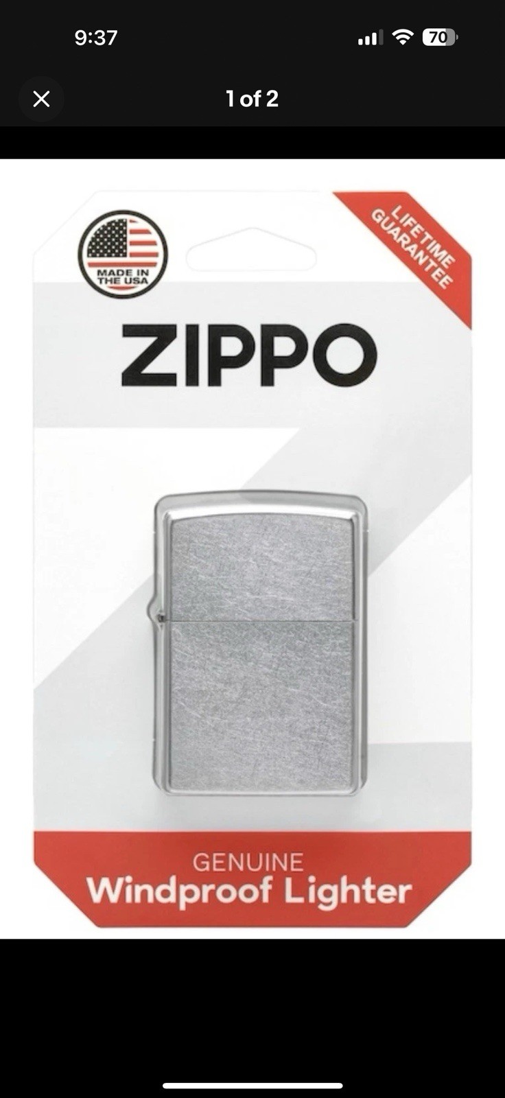 Zippo WPL Chrome Lighter & Zippo Yellow Flame Butane Insert Regular, Made USA