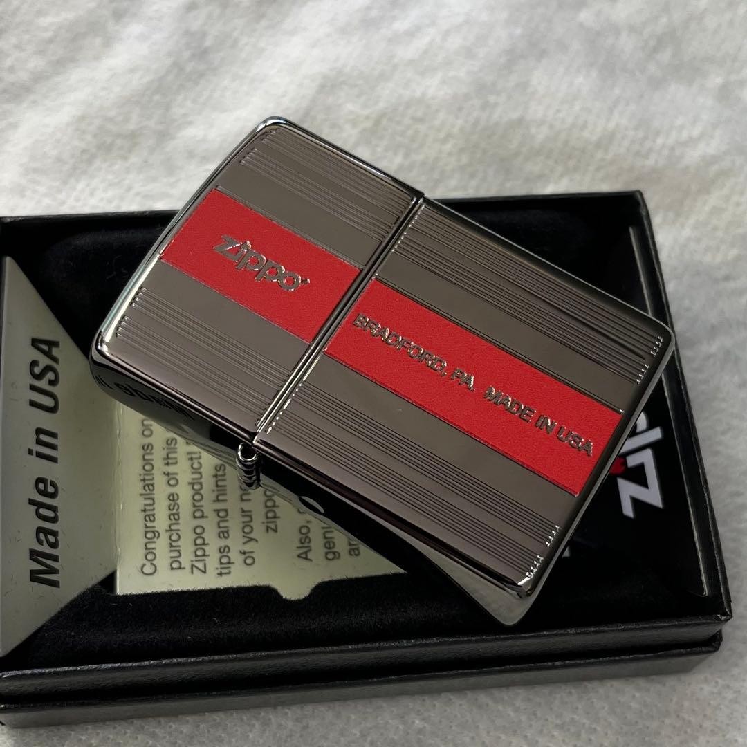 ZIPPO Line Black Red Lighter with Box and Guarantee New