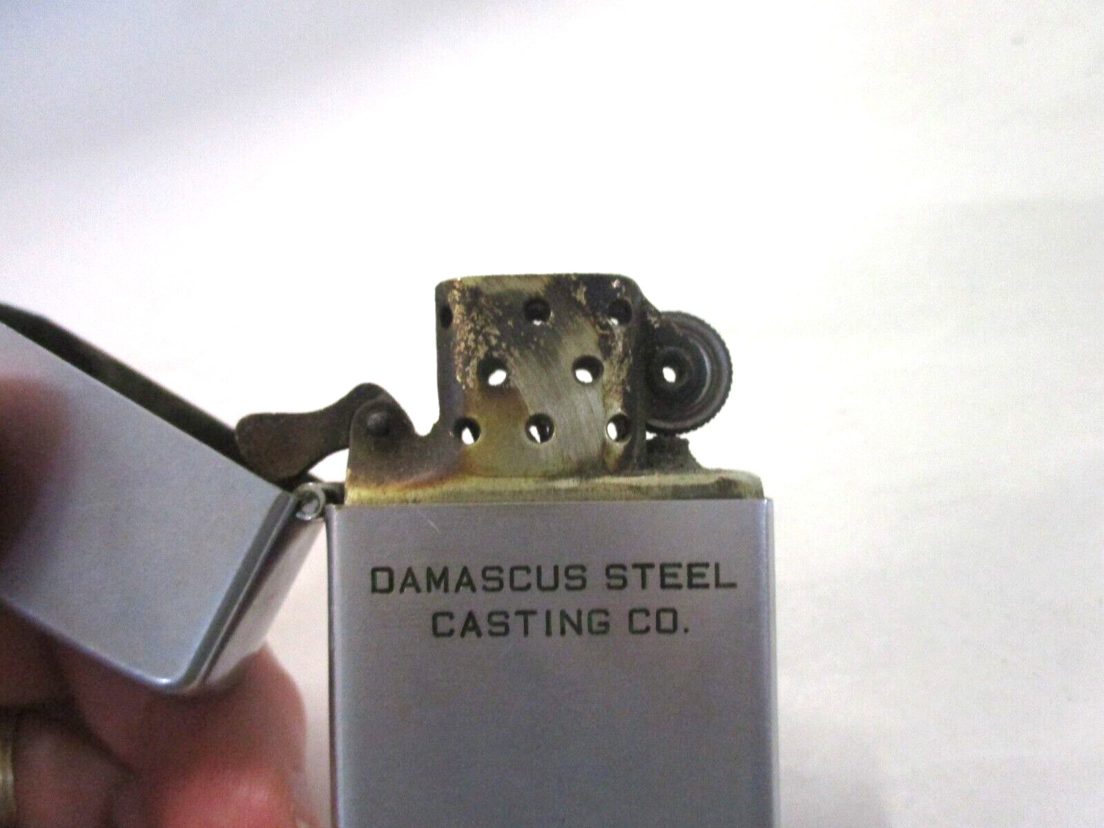 1940’s 3 BARREL ZIPPO ADVERTISING LIGHTER DAMASCUS STEEL CASTING CO.