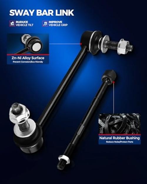 Front Upper Control Arm w/Ball Joint & Sway Bar/Outer Tie Rod End 4CAK3440-2