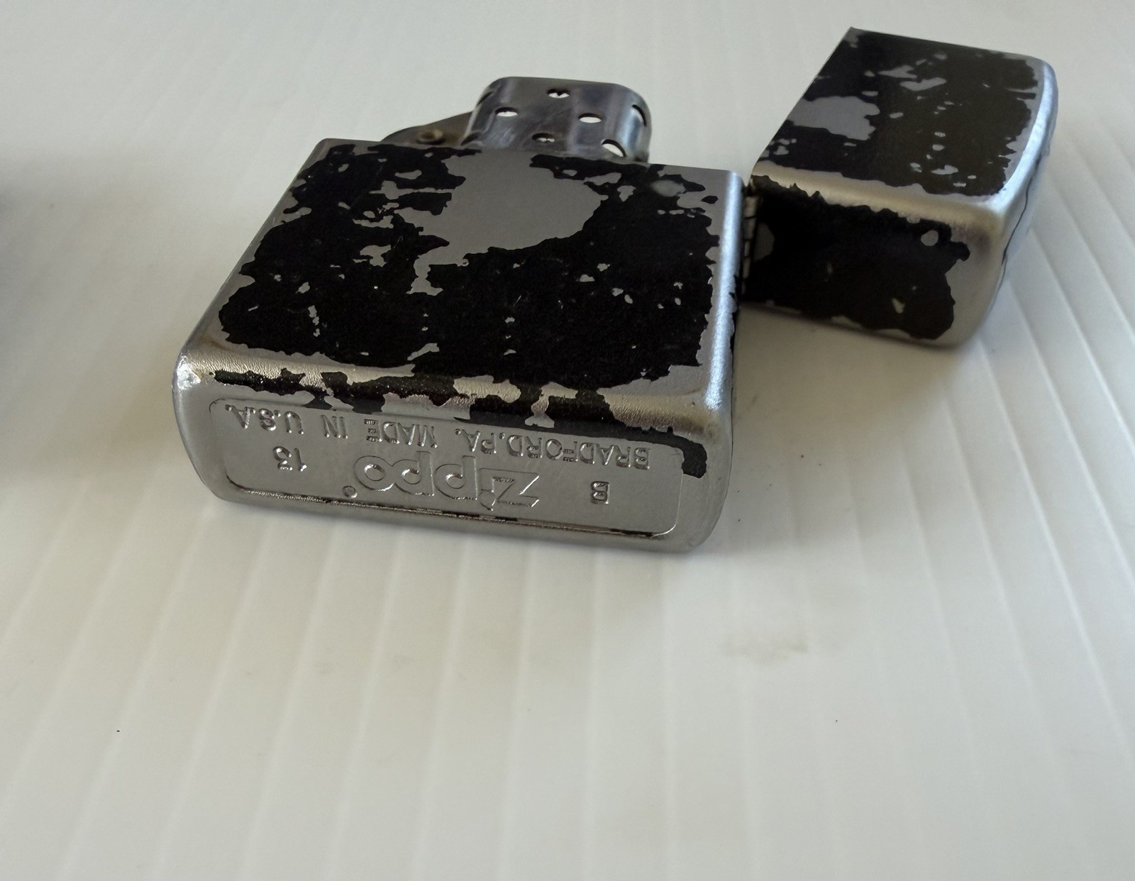 Lot of 2 Vintage Zippo Lighters Black Crackle & Lucky Cards Repair/Parts