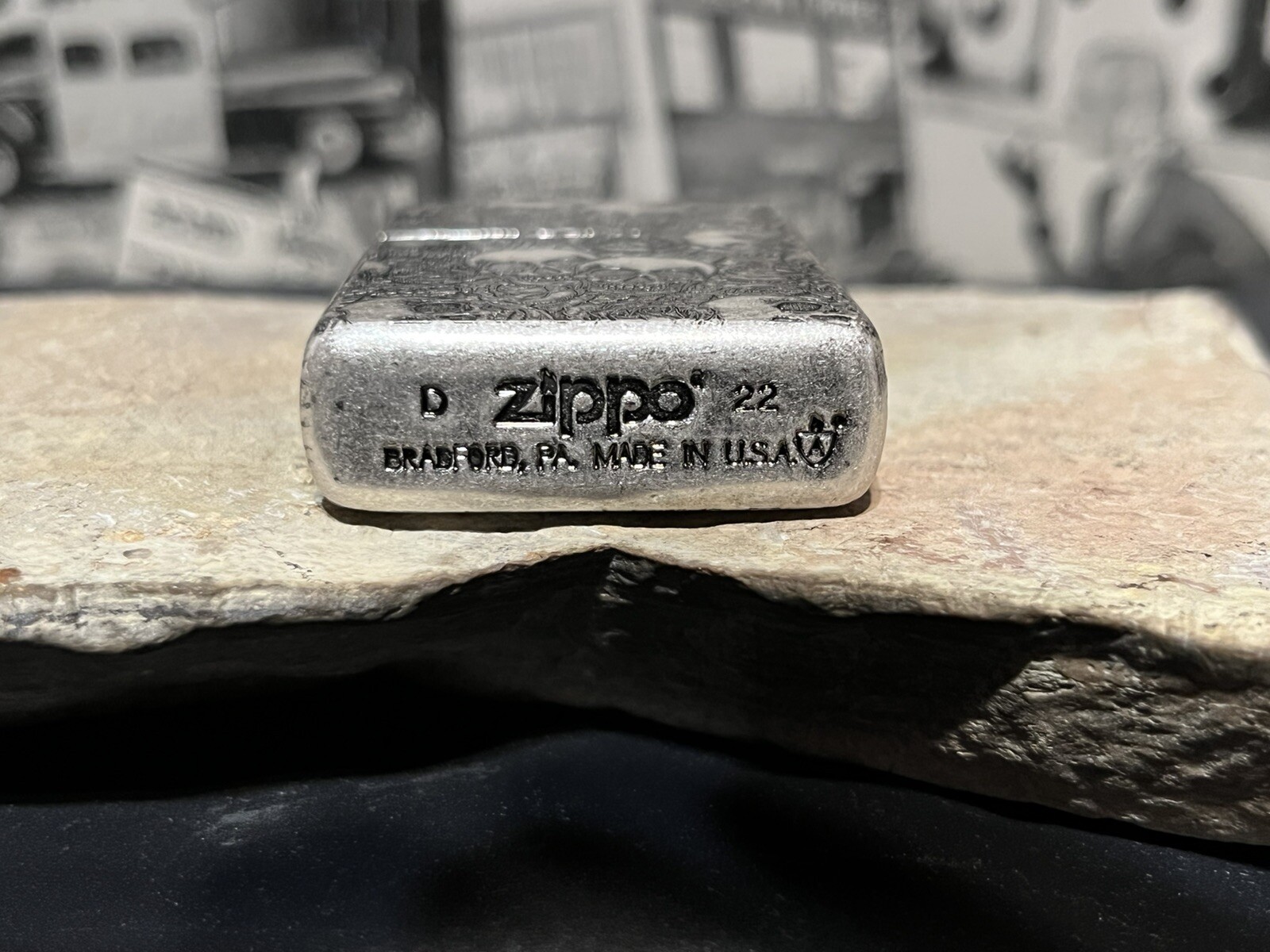ZIPPO SKULL 5-SIDE SILVER ARMOR IN BOX NEW