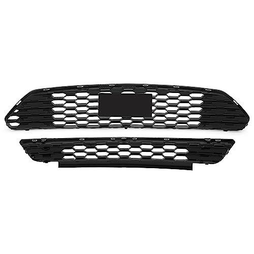 Front Upper+Lower Bumper Grille Compatible with 2015 Front Upper+Lower Grille