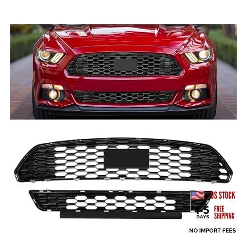 Front Upper+Lower Bumper Grille Compatible with 2015 Front Upper+Lower Grille