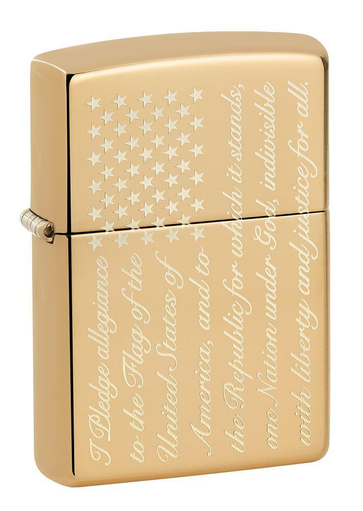 Zippo Windproof Pledge of Allegiance Flag Lighter, Patriotic, 49585, New In Box