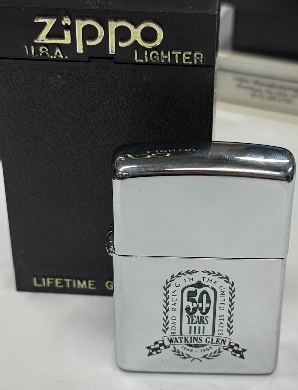 ZIPPO 1997 WATKINS GLEN 50 YEARS ROAD RACING IN US LIGHTER UNFIRED IN BOX A256