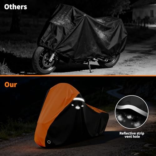 Motorcycle Cover for Harley Davidson Touring Road 107″-Side Box Black&Orange