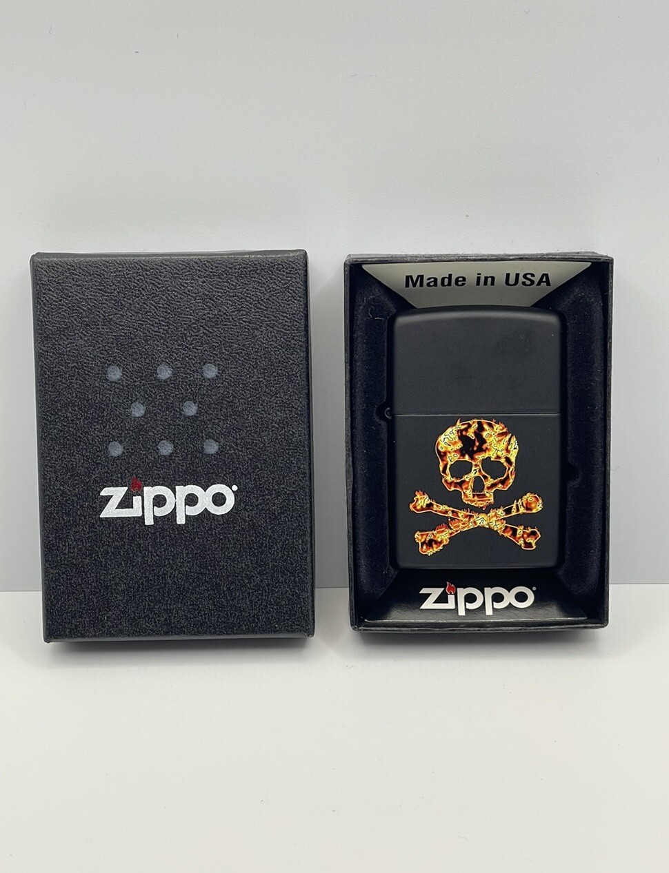 NEW Set Of 5 Zippo Lighters USA Made Skulls Cross Y2K Genuine Black Silver