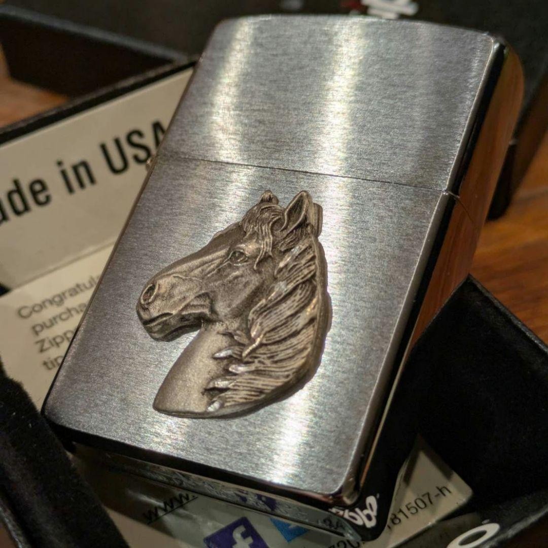 Silver Horse 3D Metal Zippo