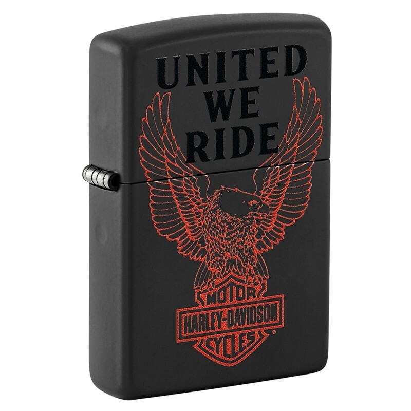Zippo Harley Davidson United We Ride Lighter Black Matt, Windproof rare