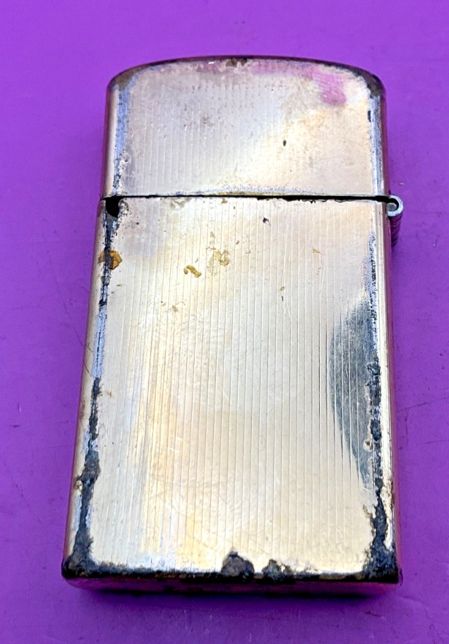 SLIM ZIPPO LIGHTER CASE 10K GOLD FILLED “NO LIGHTER” DATED 1958(8DOTS) (#Z33