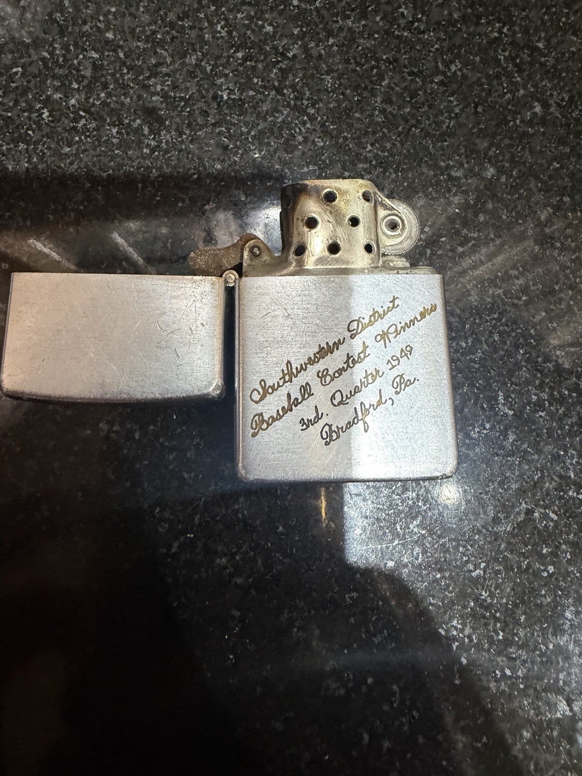 Zippo Vintage 1949 Pat 2032695 Lighter With Matching Insert. 🇺🇸 Vintage USA