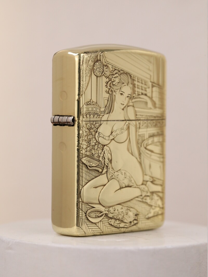 2 Sided Zippo Lighter Phoenix & Golden Lotus Bath Design Collectible Gift