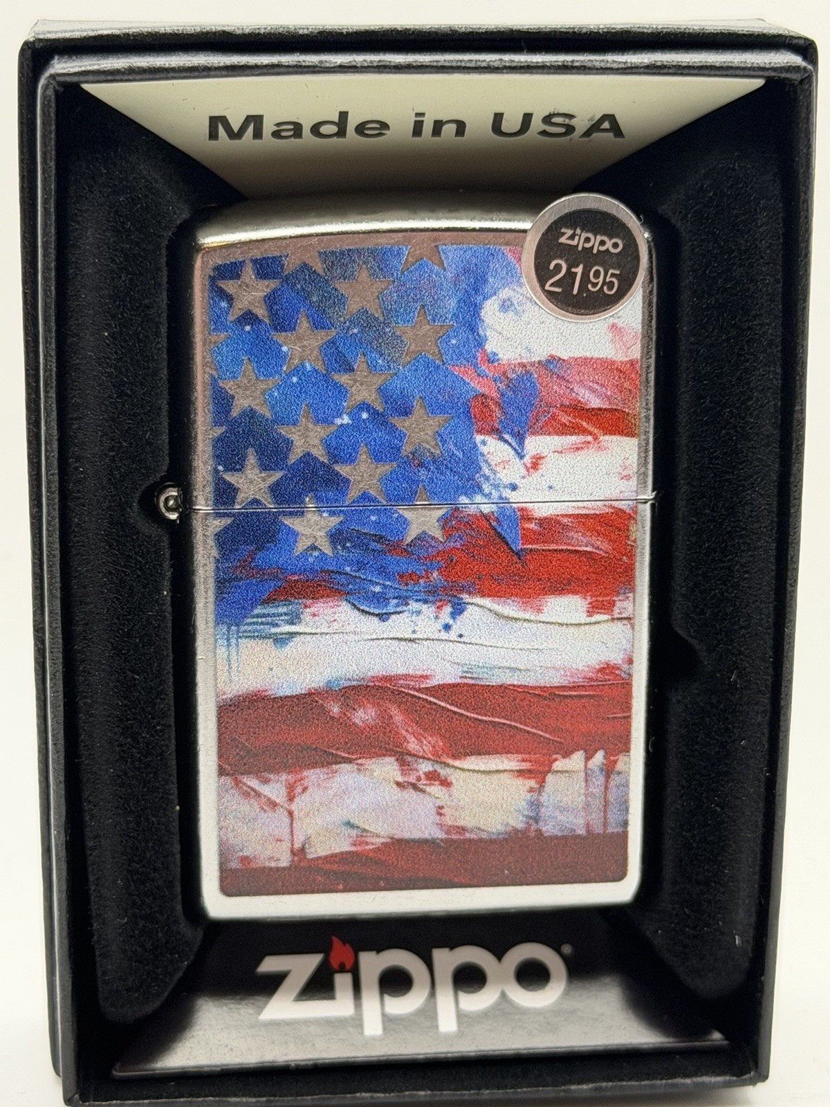 2026 Painted American Flag Chrome Zippo Lighter New 47460
