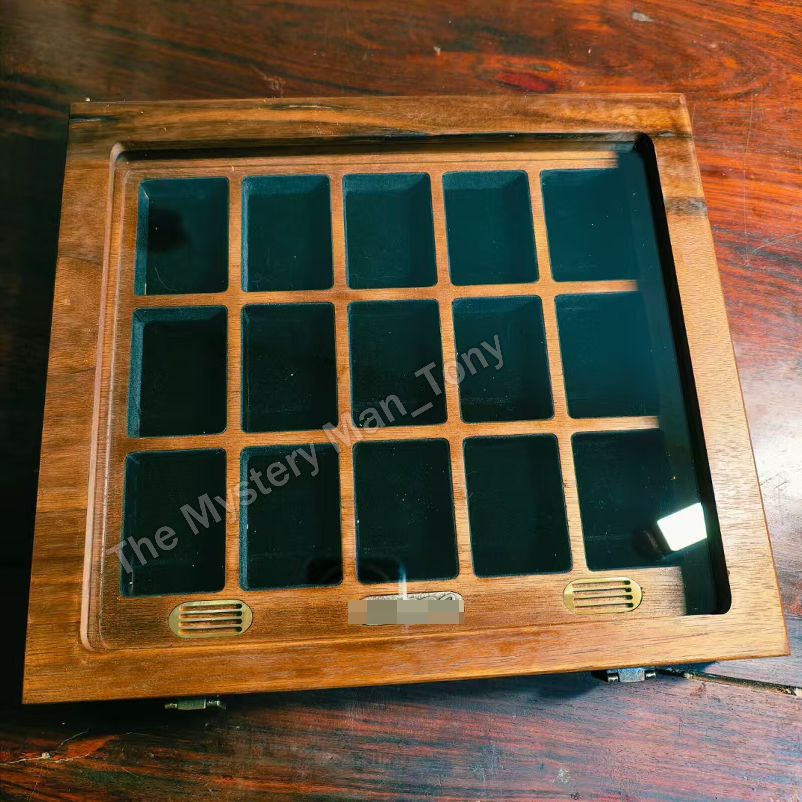 15 Slot Black Walnut Lighters Collection Display Case – for Zippo Lighters