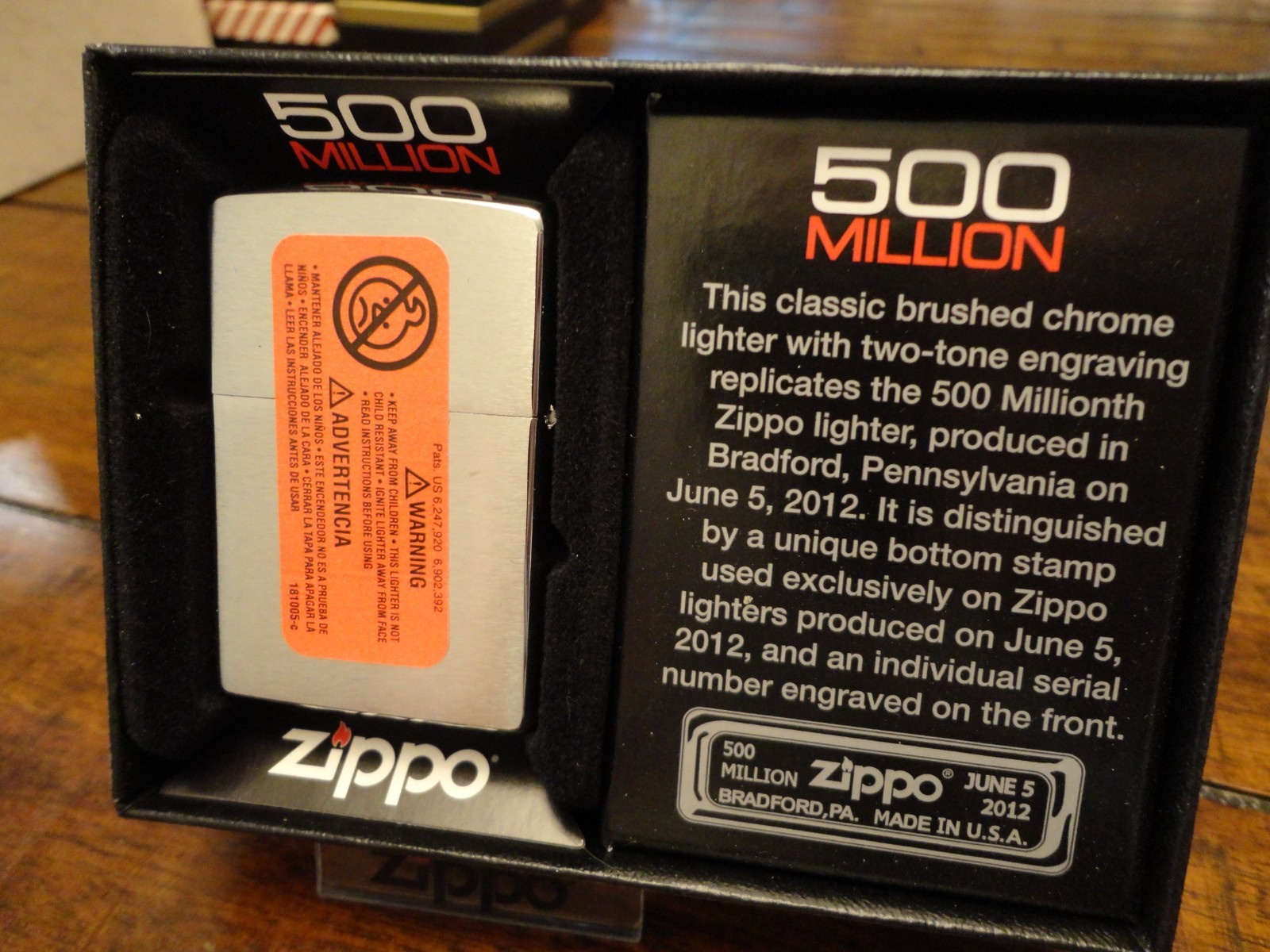 500 MILLION ZIPPO LIGHTER #27021 LIMITED EDITION 2012