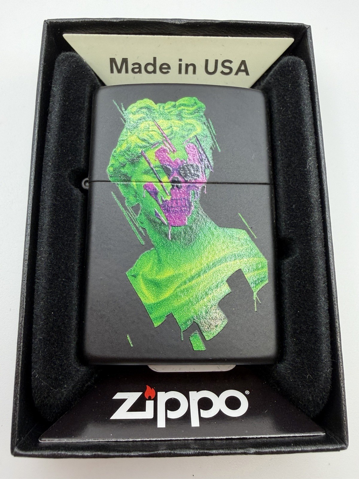 2023 Freaky Skull Black Light Black Matte Zippo Lighter NEW 48812