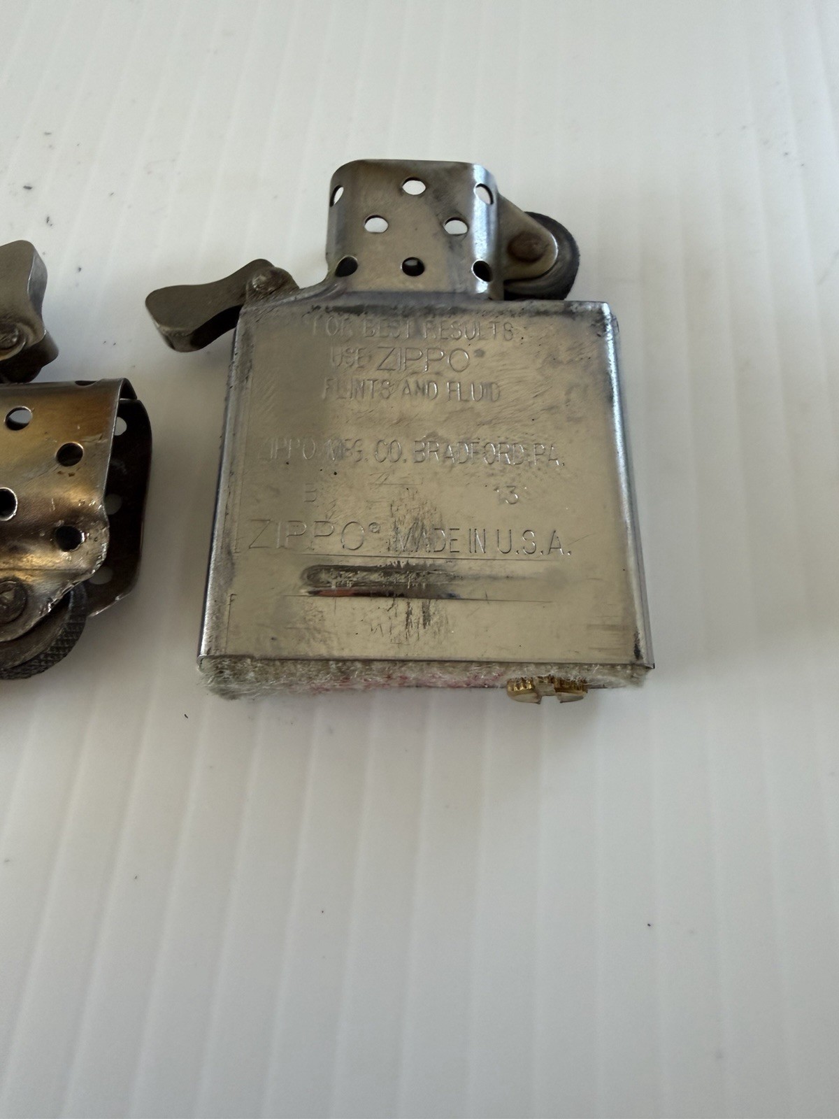 Lot of 2 Vintage Zippo Lighters Black Crackle & Lucky Cards Repair/Parts
