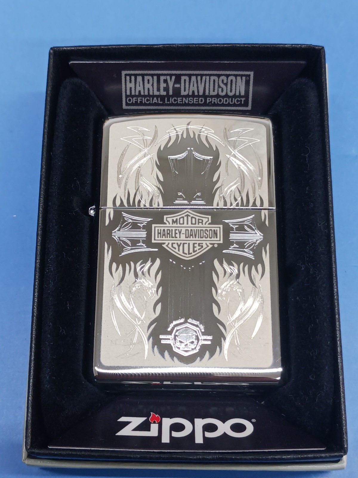 Zippo Harley-Davidson Lasered Cross High Polish Chrome 28982