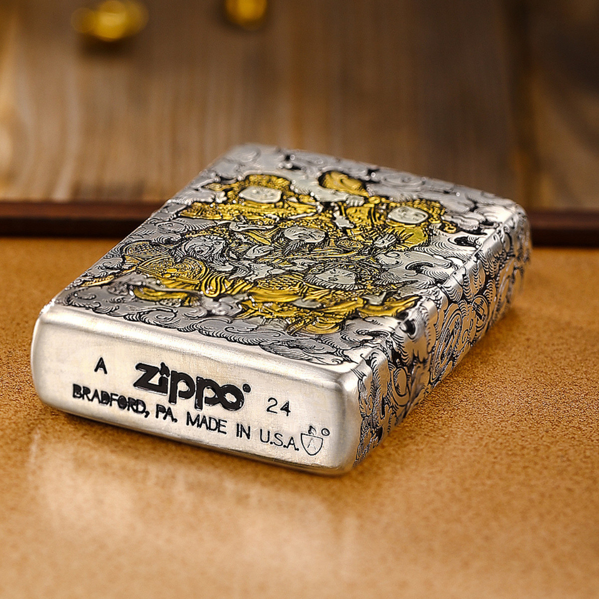 Zippo Armor Five-Way God of Wealth Lighter Smoked Silver Limited Edition