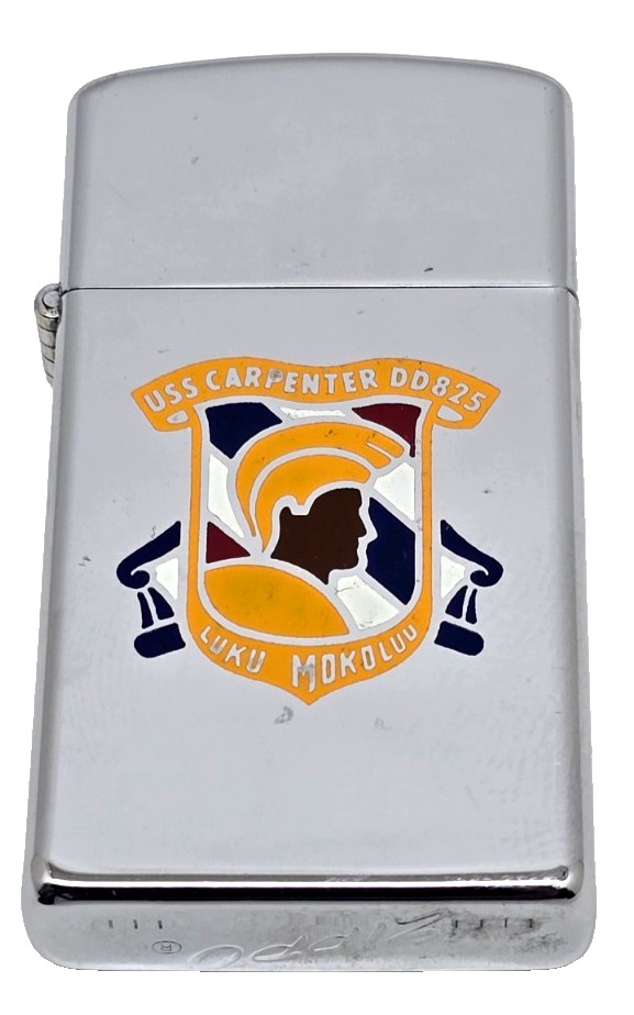 USS Carpenter DD-825 USN Navy Vintage 1958 High Polished Zippo Slim Lighter HTF