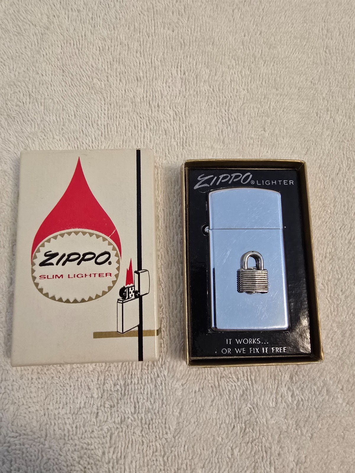 Vintage 1966 Zippo Slim Lighter Master Lock Corporate Advertising 8 Bar Stamp