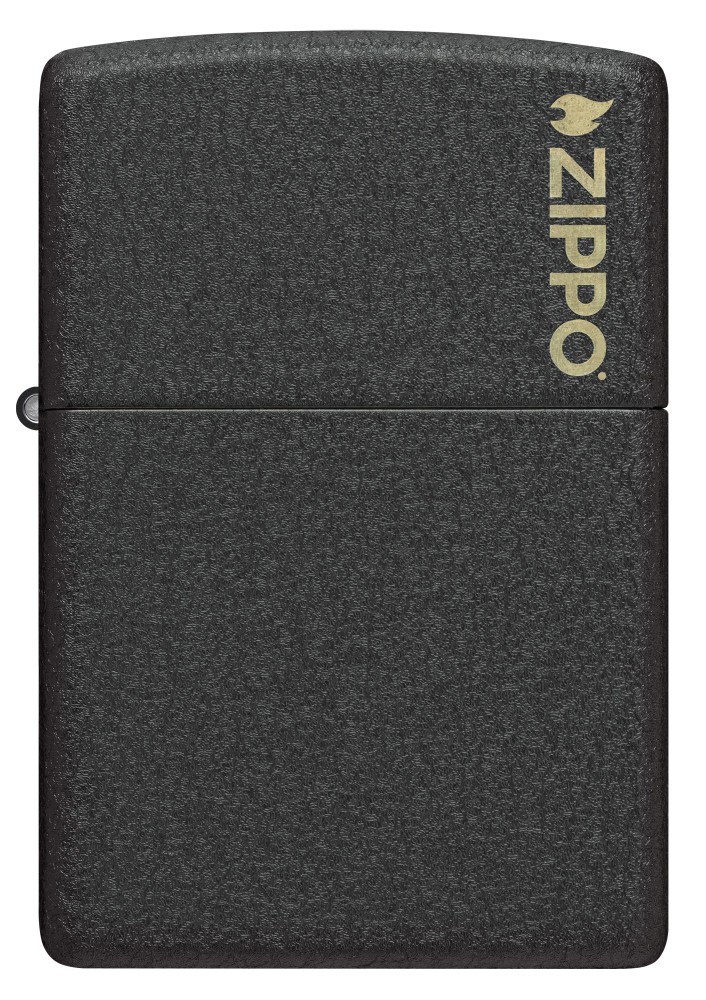 Zippo Classic Black Crackle® Zippo Logo Windproof Pocket Lighter, 236ZL