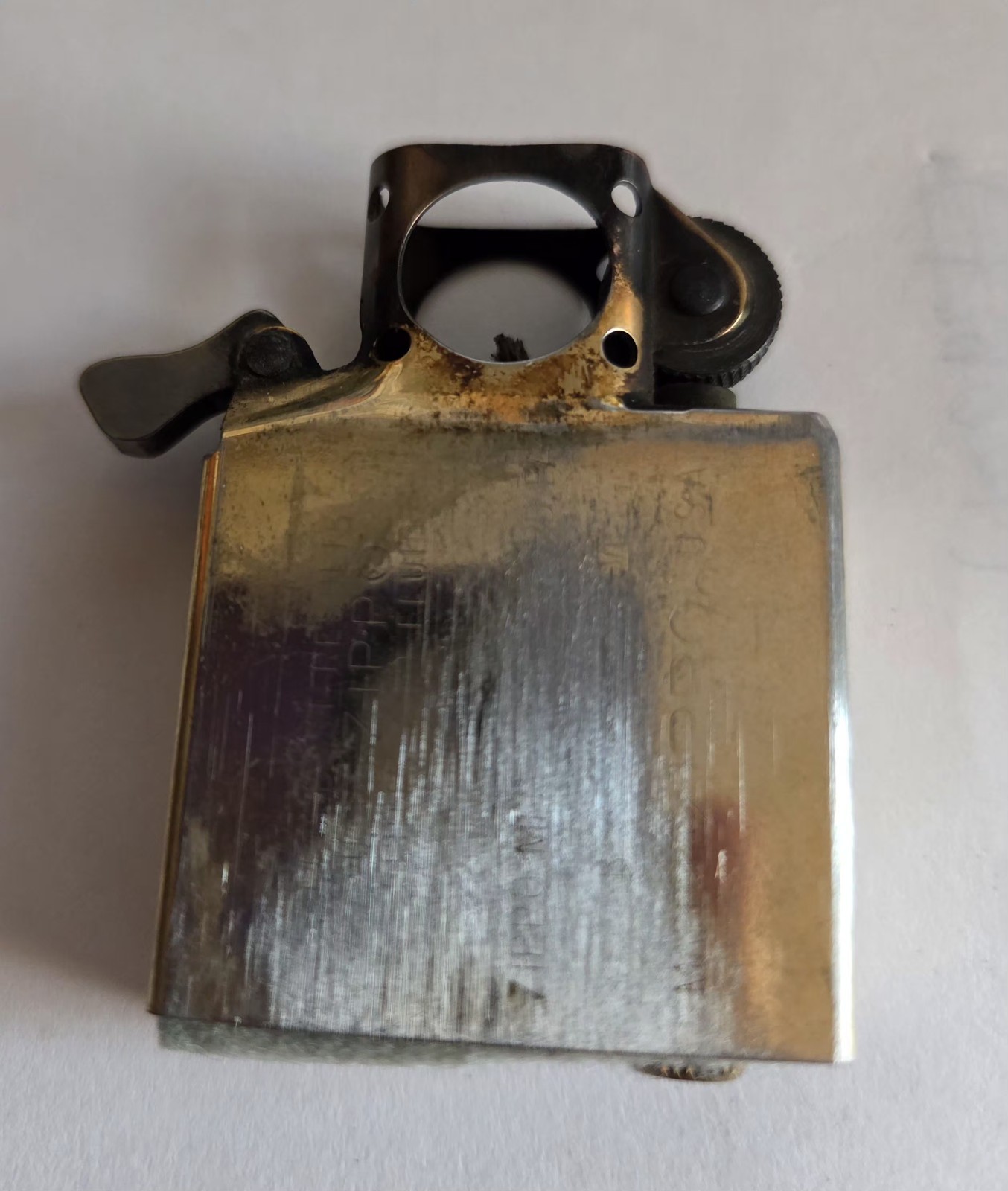 Vintage 1990 Zippo Solid Brass Pipe Lighter, Factory Matched F VI Gold Insert