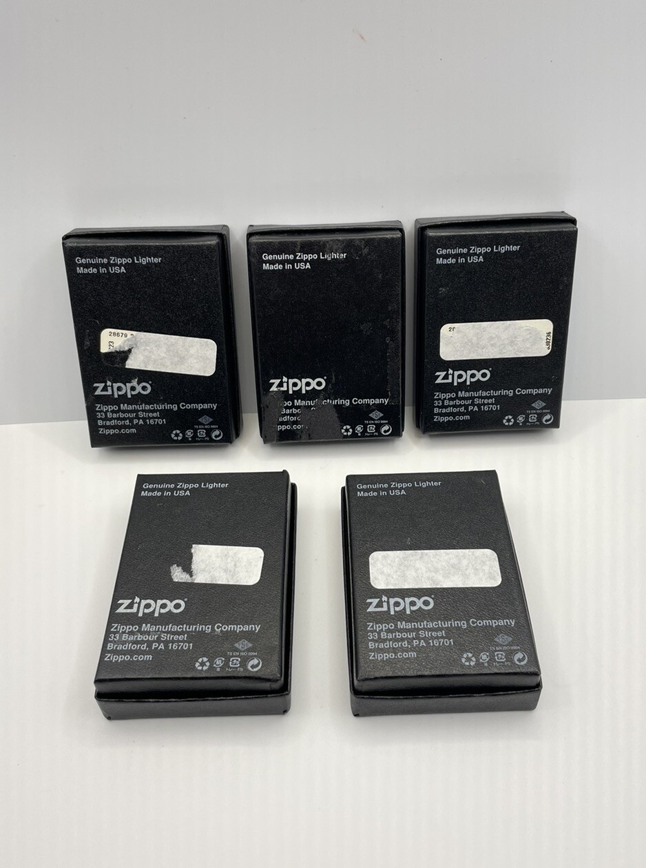 NEW Set Of 5 Zippo Lighters USA Made Skulls Cross Y2K Genuine Black Silver