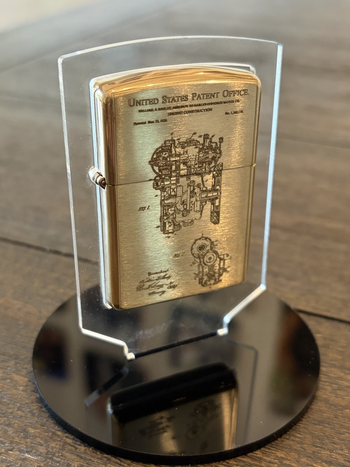 Custom Engraved Brushed Brass Zippo Harley Davidson Patents EDC Gift armor case
