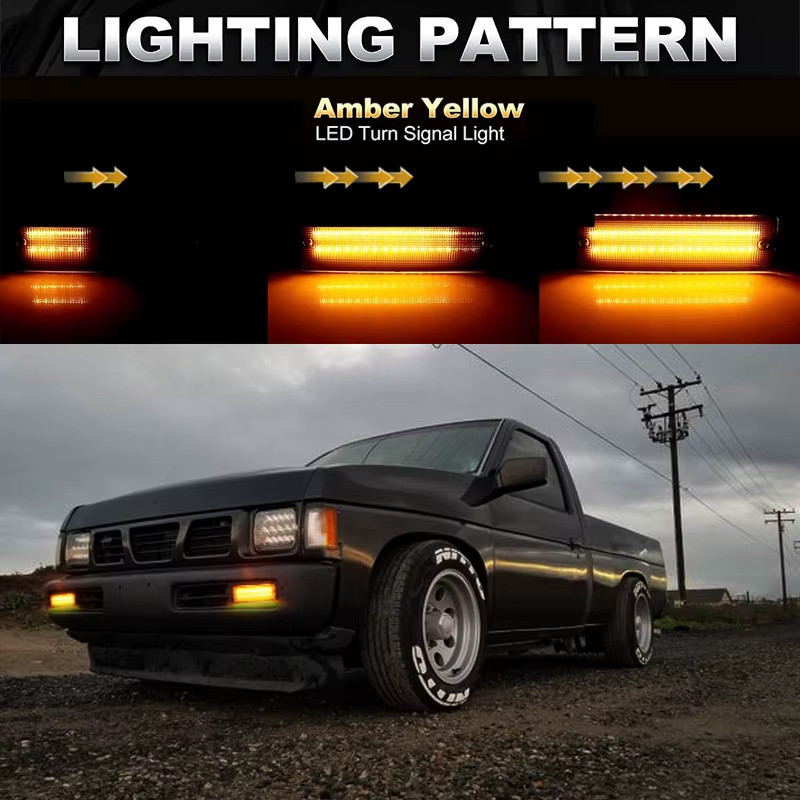 For Nissan Pathfinder D21 Hardbody Replace LED Bumper Amber Turn Signal white Da