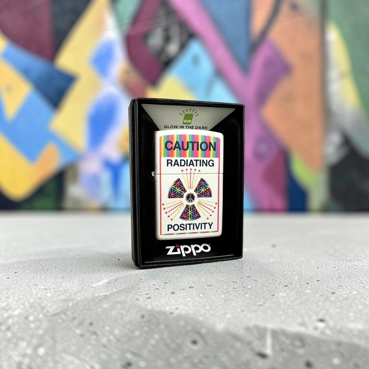 Zippo Glowing Positivity Glow Dark Lighter New Unfilled Gift Box 46243