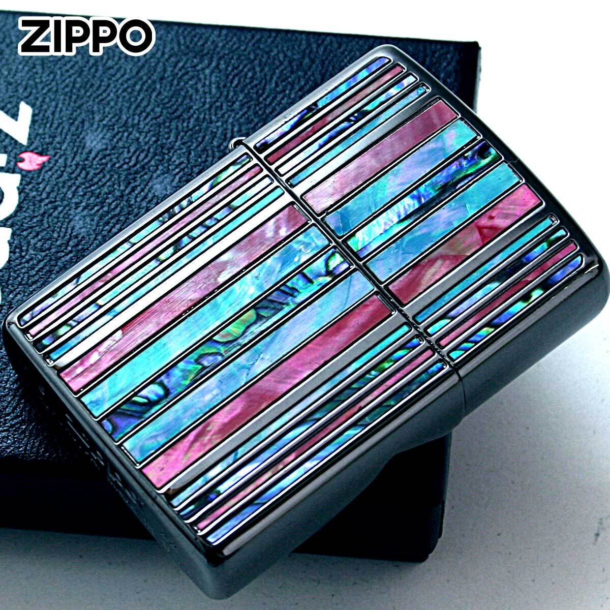 Zippo Zippo lighter shell mother of pearl stripe black SHELL STRIPE BK 1201S832