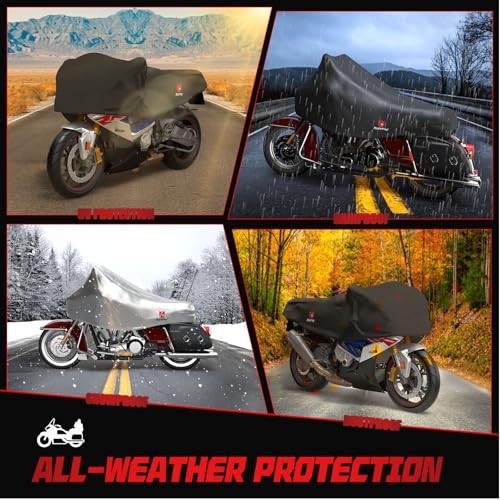 420D Motorcycle Half Cover-Outdoor Waterproof All Weather Protection XL black