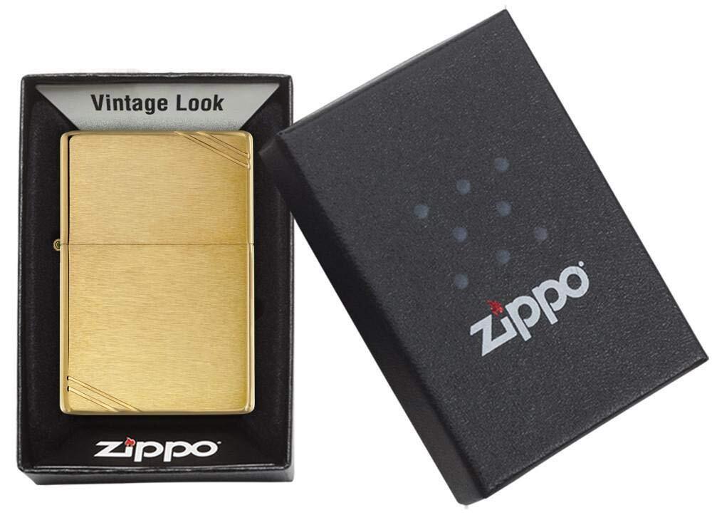 Vintage Brushed Brass Zippo Windproof Mechanical Lighter Made in USA