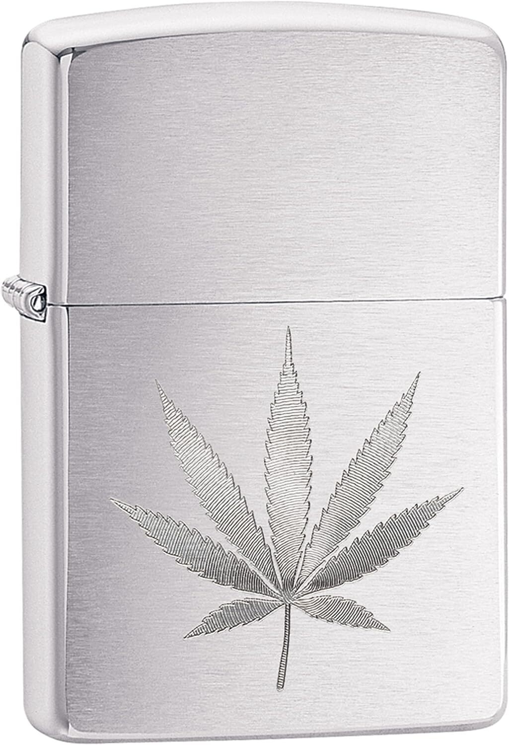 Brushed Chrome Marijuana Leaf Pocket Lighter (29587), One Size,High Polish Ch…
