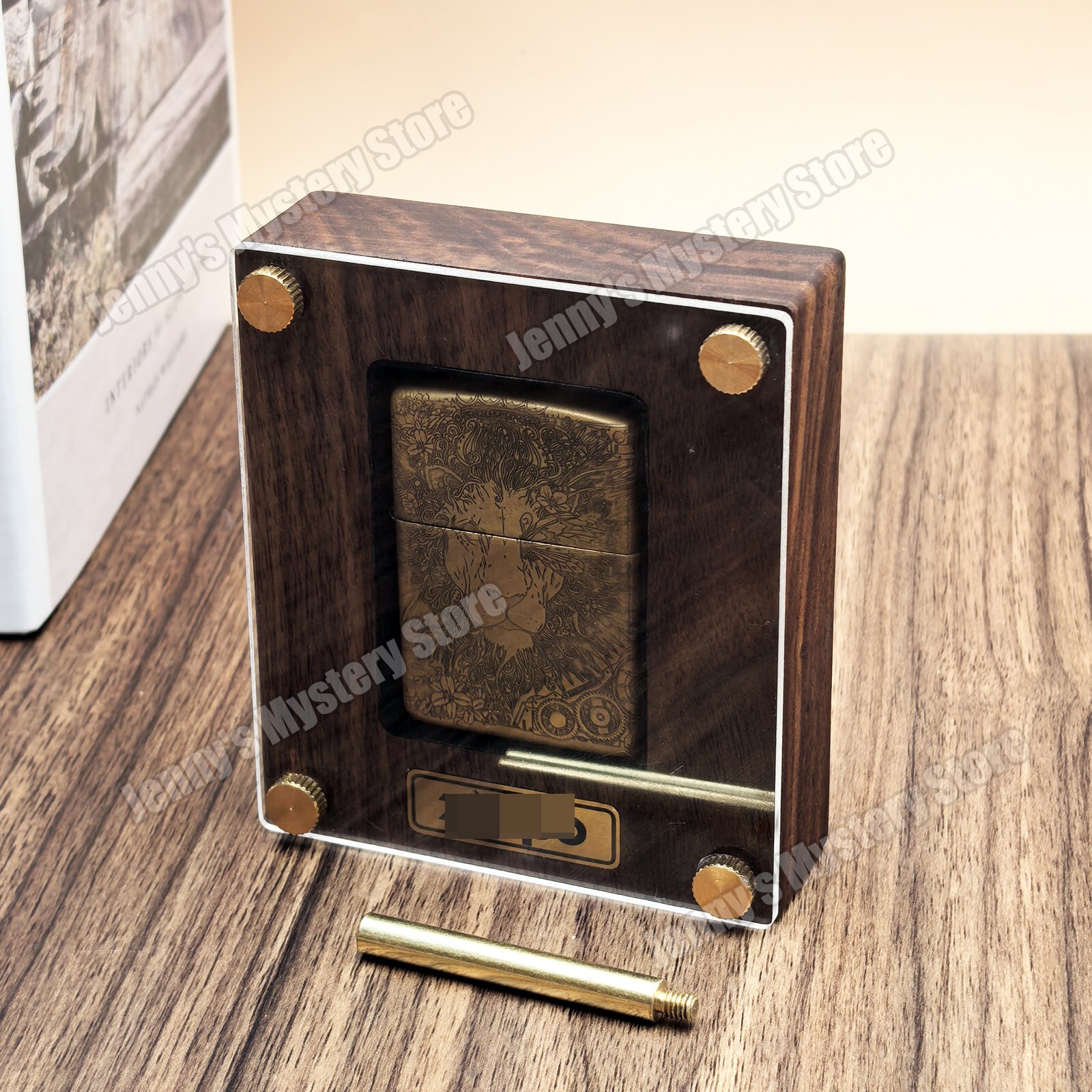 Black Walnut Wood Lighter Collection Display Case Storage Box for Zippo Lighter