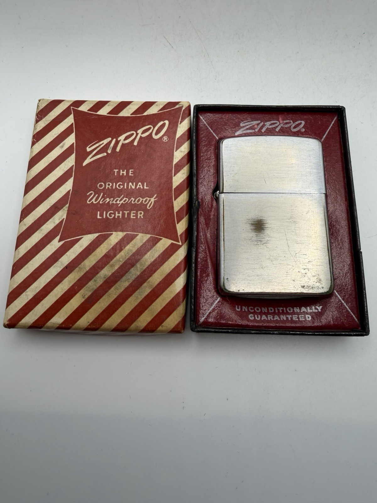 Vintage 1958 Chrome Zippo Lighter In Original Box B29 **READ