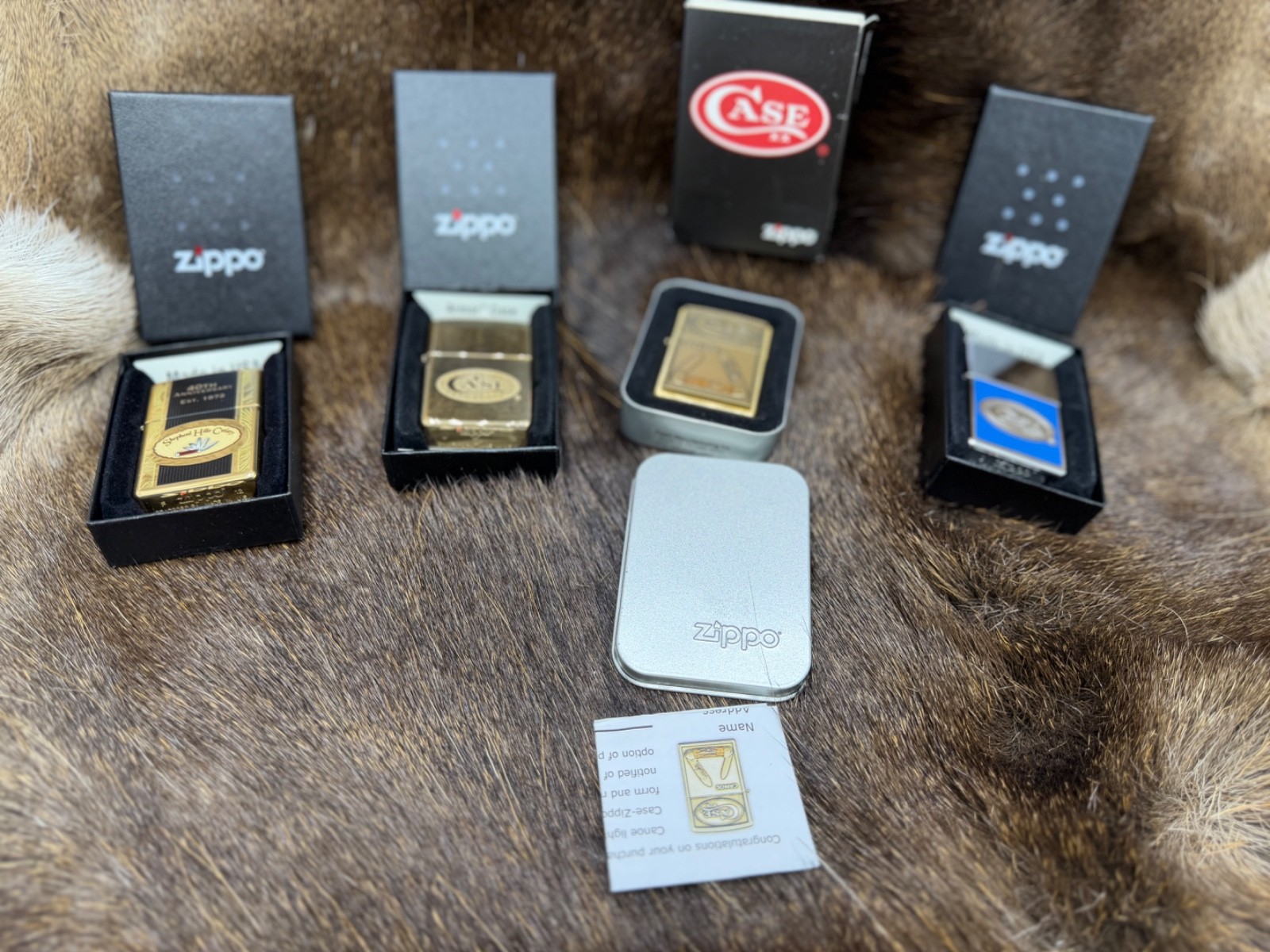 Four (4) Factory Case / Zippo Lighters Mint With Stickers In Box – RARE #12