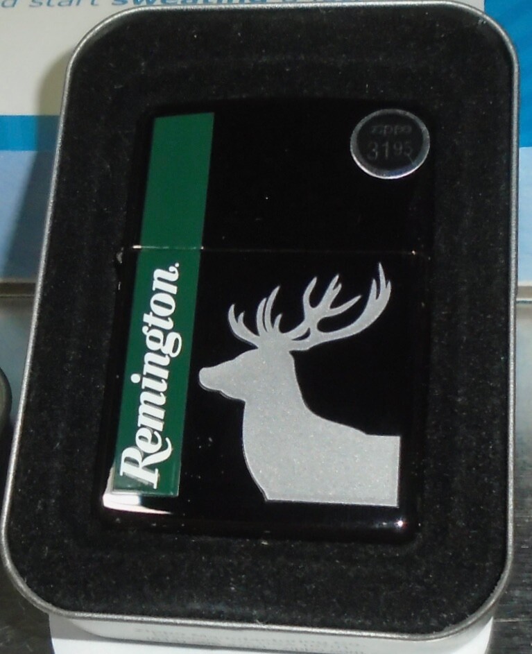 Zippo Lighter Remington Arms Deer Buck Firearms original tin box with tags 24026