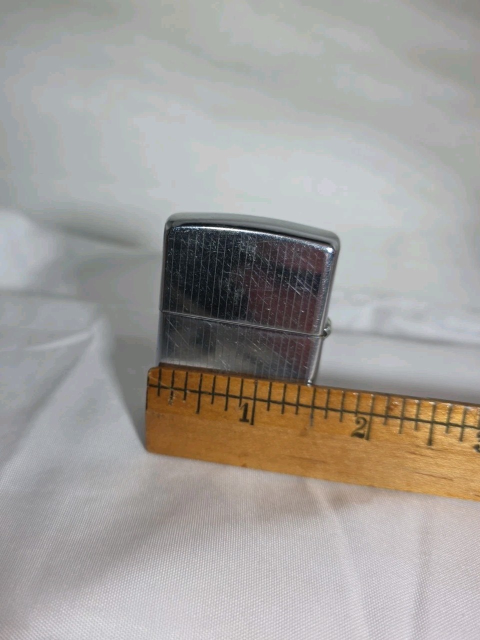 Vintage Zippo Slim Lighter Chrome Striped Windproof Collectible