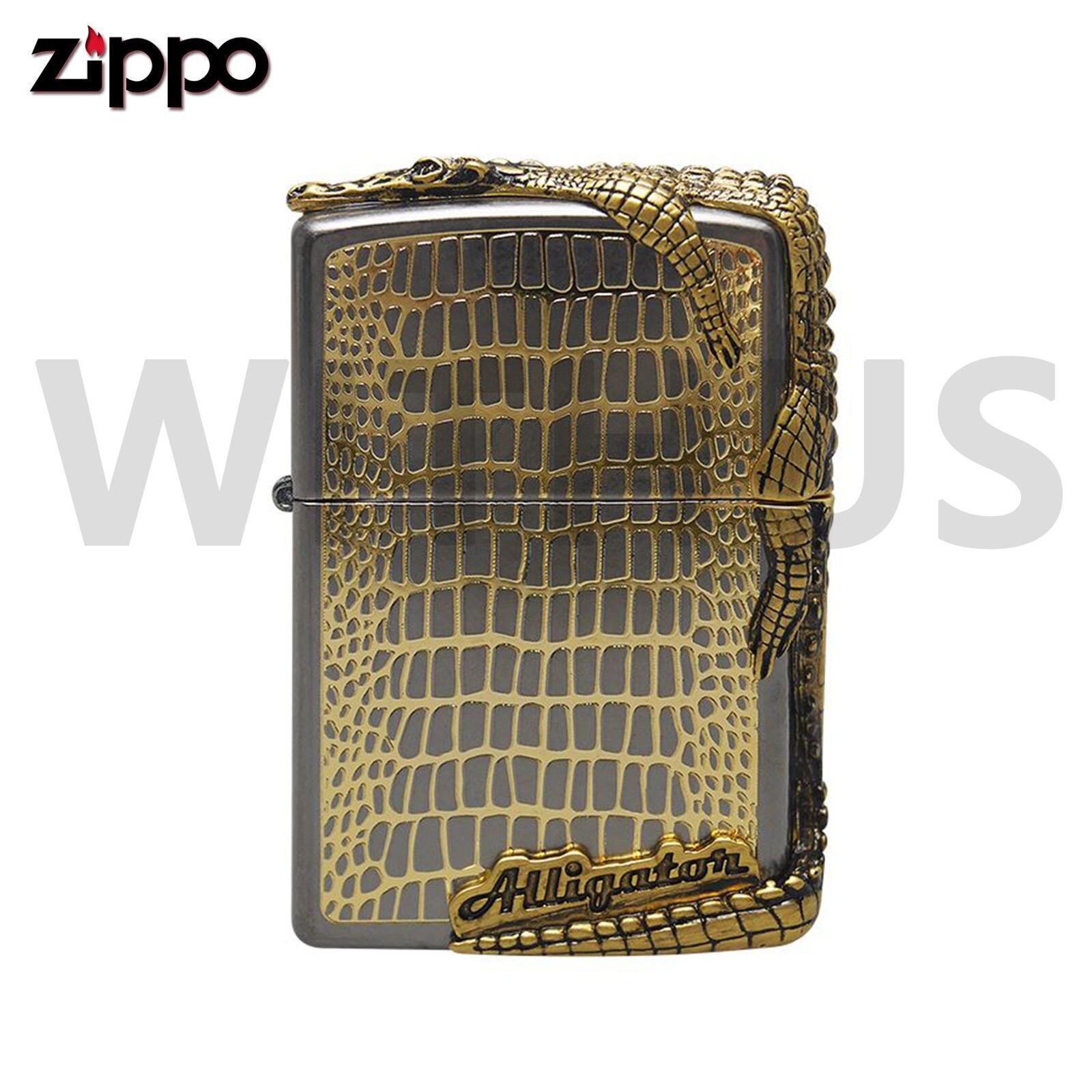 Zippo Alligator GD Gold Lighter New In Box – Trakcing