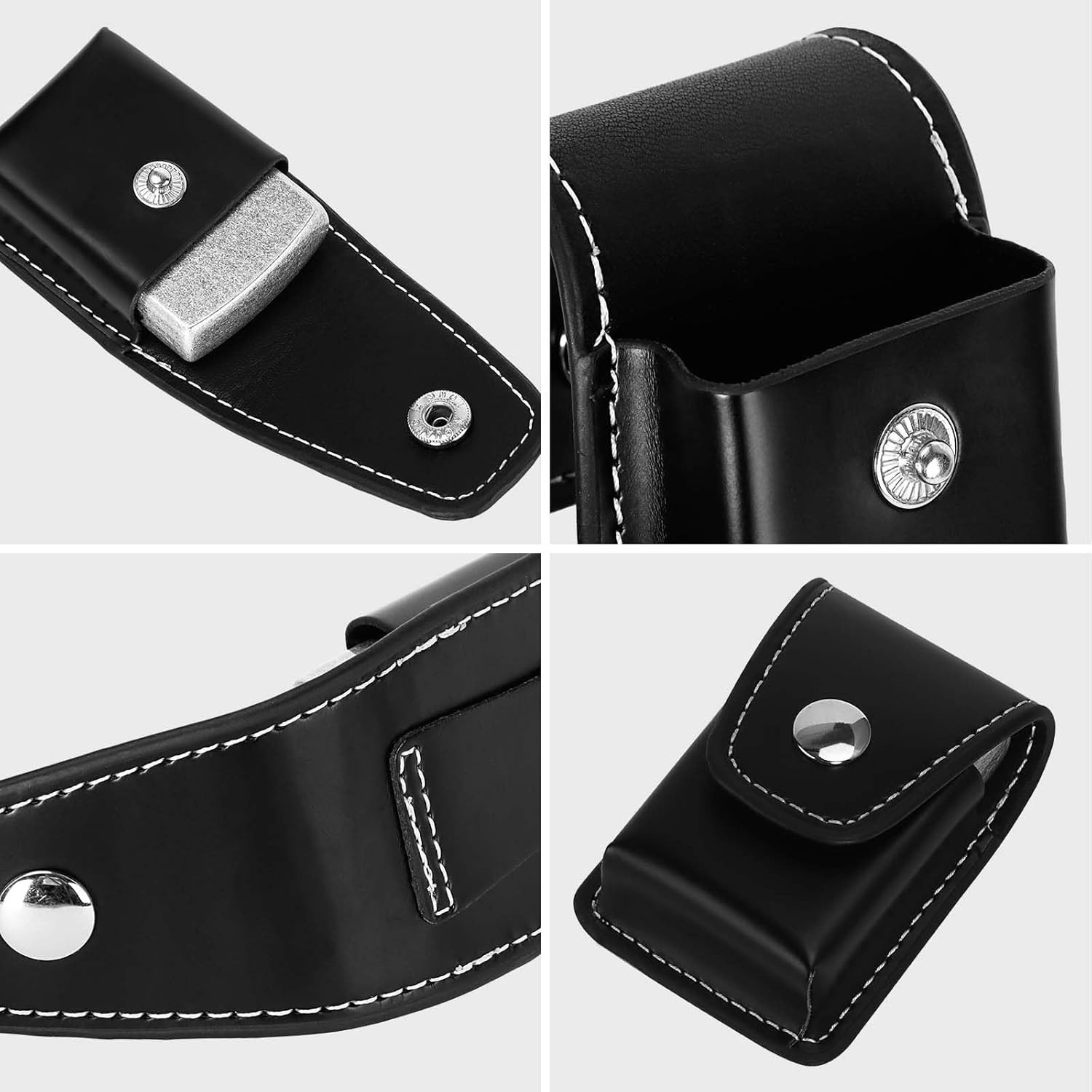 Lighter Case Only Compatible with Zippo,Flip Top Leather Lighter Pouch with Meta