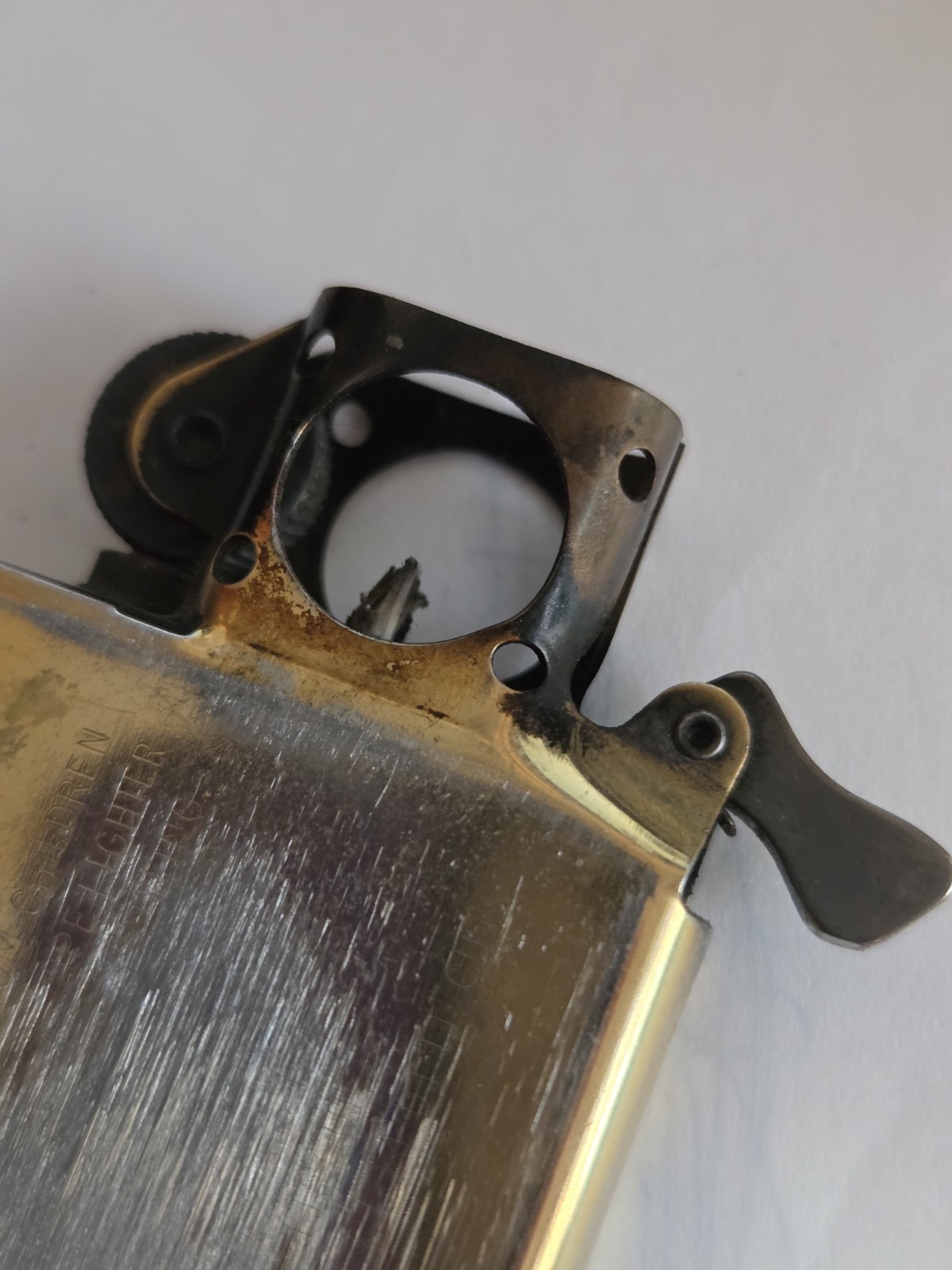 Vintage 1990 Zippo Solid Brass Pipe Lighter, Factory Matched F VI Gold Insert