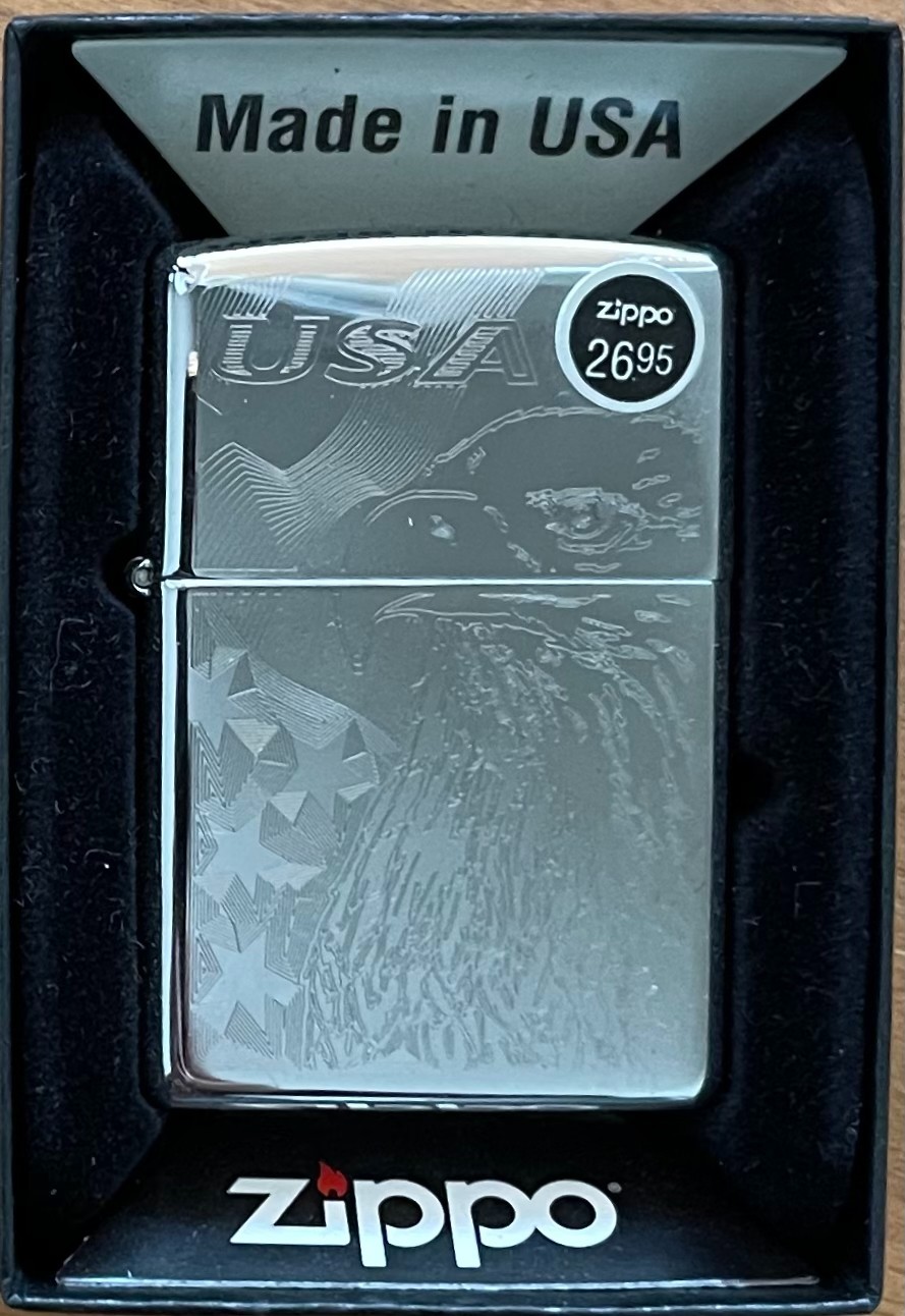 Zippo Lighter, Laser Lettering Pattern Windproof New in Box Made in USA 4 Pieces