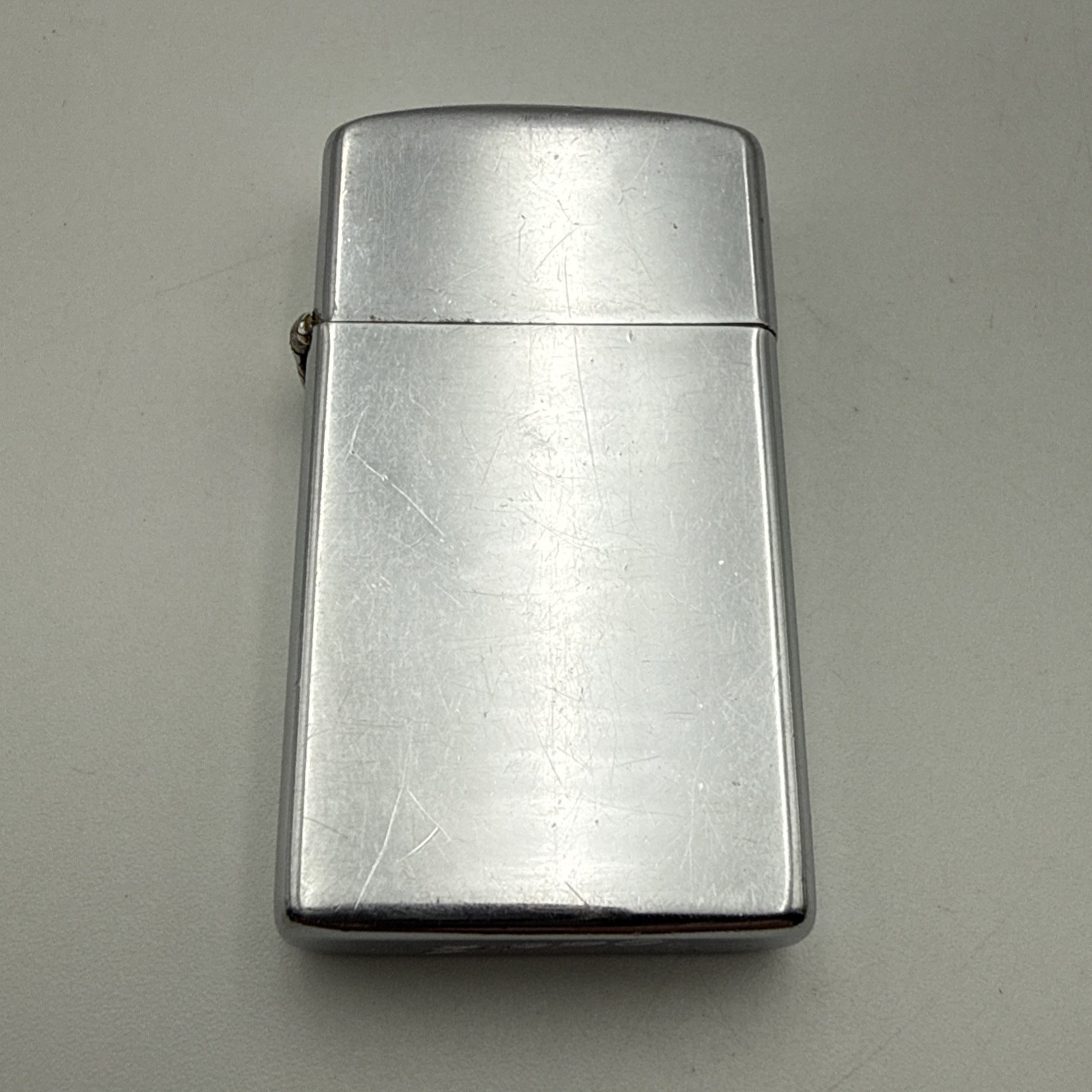 VTG 1960 Zippo Slim Flat Bottom Chrome Lighter USA Untested Pat 2517191