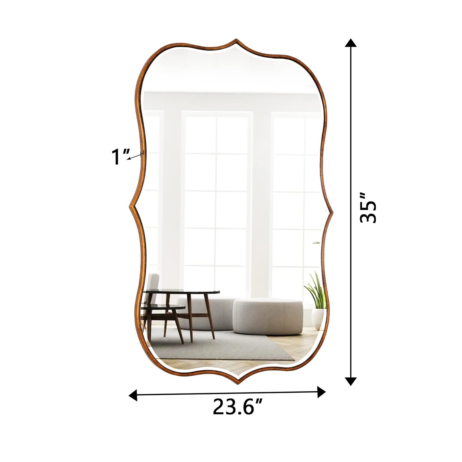 SHYFOY Antique Gold Mirrors for Wall Decor Decorative Wall Mirror Large 25″ L…